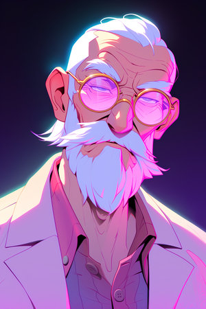 Portrait of an old man with glasses and a beard. Vector illustration.の素材