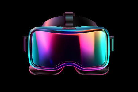 3d illustration of virtual reality glasses. isolated on black background.の素材