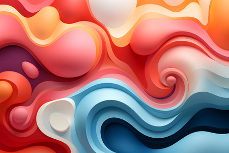 Colorful 3d abstract background with wavy lines. Vector illustrationの素材