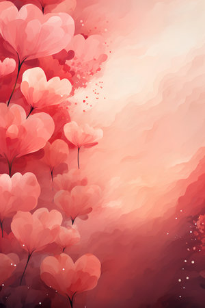 Valentine's day background with heart-shaped flowers. Vector illustration.の素材
