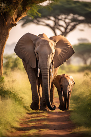 African elephant in Kruger National Park, South Africa; Specie Loxodonta africana family of Elephantidaeの素材