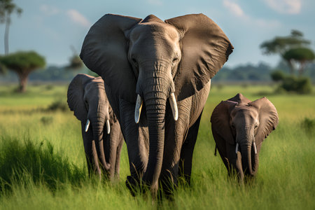 Elephants in Chobe National Park, Botswana, Africaの素材