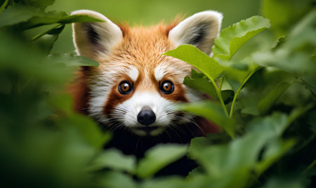 Red panda (Ailurus fulgens) in the forestの素材