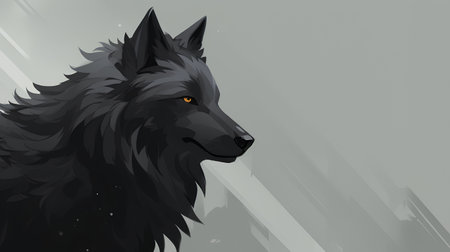 Illustration of a wolf on a gray background. Vector illustration.の素材