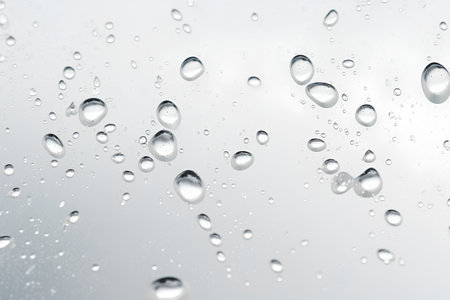 Water drops on a glass surface. Shallow depth of field.の素材