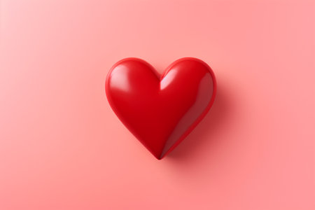 Red heart on a pink background. 3d rendering, 3d illustration.の素材