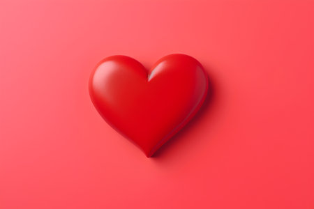 Red heart on a red background. 3d rendering, 3d illustration.の素材