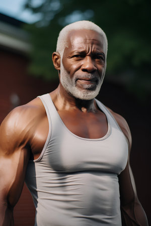 Portrait of a senior african american man in sportswear.の素材
