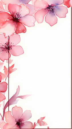 Watercolor floral background with sakura flowers. Hand painted vector illustration.の素材
