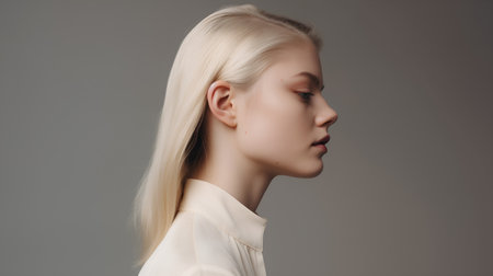 Beautiful young blonde woman with clean fresh skin. Studio shot.の素材
