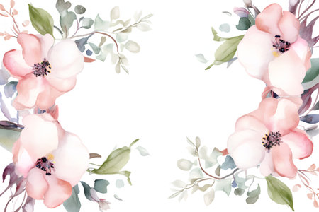 Beautiful vector card with watercolor flowers. Hand-drawn illustration.の素材