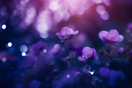 Beautiful spring background with purple flowers and bokeh lights.の素材