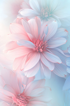 Floral background with dahlias. Pastel colors. Nature.の素材