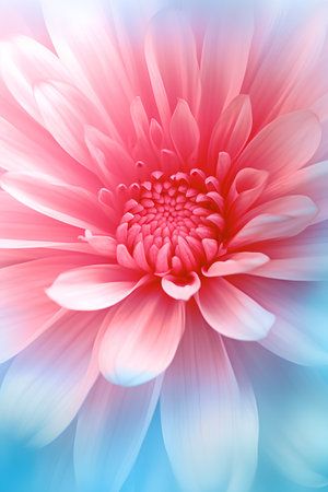 Pink chrysanthemum on a blue background. Vector illustration.の素材