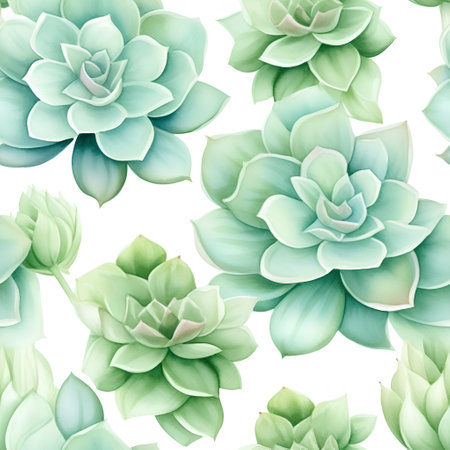 Seamless pattern with succulents. Watercolor illustration.の素材