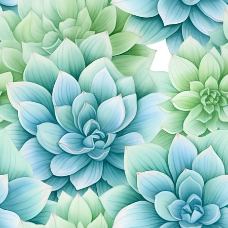 Seamless pattern with blue succulents. Vector illustration.の素材