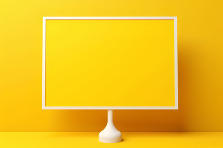 Illustration of a blank billboard on a yellow background. 3d renderingの素材