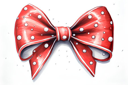 Hand drawn vector illustration of red bow. Isolated on white background.の素材