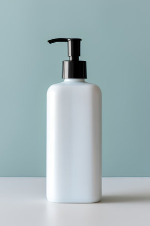 Blank white cosmetic bottle mockup with pump dispenser. 3d renderの素材