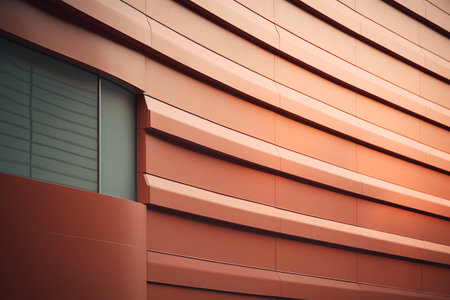 Orange facade of modern building. Architectural detail. 3d renderingの素材