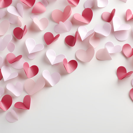 Valentine's day background with paper hearts. Vector illustration.の素材