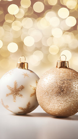 Christmas background. Festive decoration on bokeh background. New Year.の素材