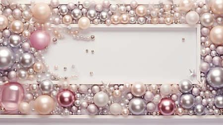 Festive background with pearls and ribbons, 3d renderの素材