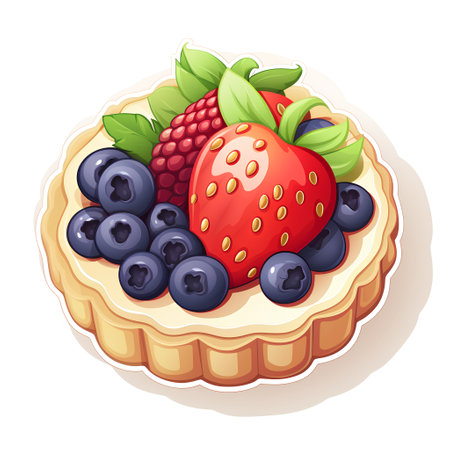 Cake with berries. Vector illustration isolated on a white background.の素材