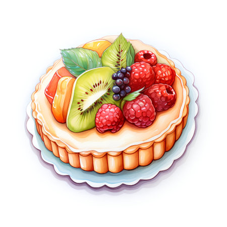 Fruit cake isolated on a white background. Watercolor illustration.の素材