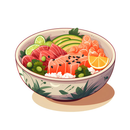 Sashimi bowl, japanese food vector Illustration.の素材