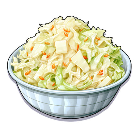 Cabbage salad in a bowl on a white background. Vector illustration.の素材