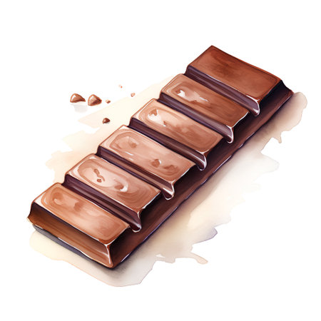 Chocolate bar. Watercolor hand drawn illustration isolated on white backgroundの素材