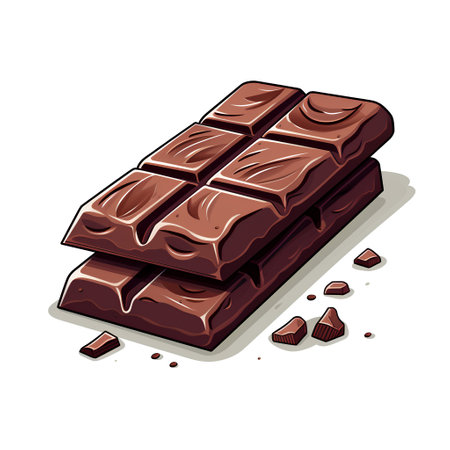 Chocolate bar with pieces of chocolate. Vector illustration on white background.の素材