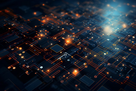 Circuit board background. Electronic computer hardware technology. 3d renderingの素材