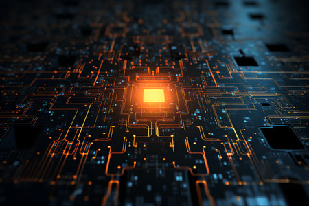 Circuit board background. 3d rendering, 3d illustration.の素材