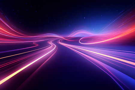 Abstract futuristic background with glowing lines. 3d rendering, 3d illustration.の素材