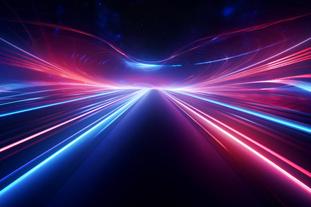 Futuristic tunnel with glowing lines. Abstract background. 3d renderingの素材