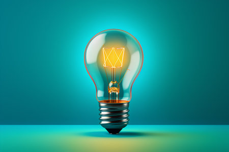 Light bulb with lamp on green background. Vector illustration. Eps 10の素材