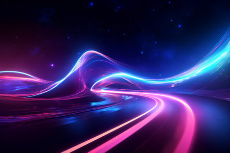 abstract background with neon lines and bokeh, 3d renderの素材