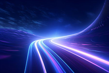 abstract background with blue and pink neon lines. 3d renderingの素材