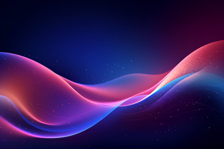 Colorful abstract background with dynamic waves. Vector illustration. Futuristic technology style.の素材