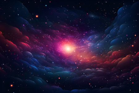 Abstract space background with stars and nebula. Vector Illustration.の素材