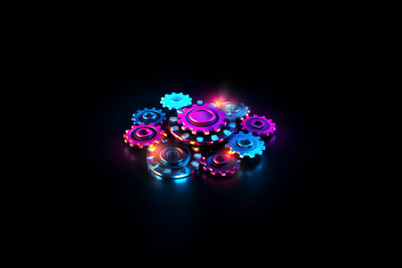 Abstract gear wheel on dark background. Vector illustration. Eps 10.の素材