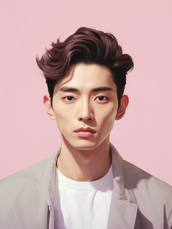 Portrait of handsome young asian man with stylish hairstyle.の素材