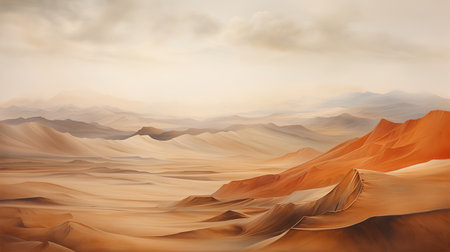 Beautiful desert landscape with sand dunes. 3d render illustrationの素材