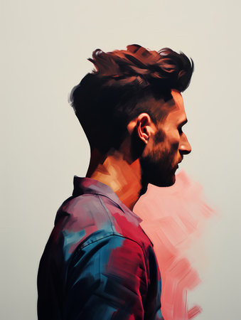 Fashion portrait of a young handsome man. Stylish hipster with stylish haircut.の素材