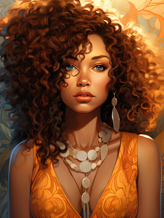 Portrait of beautiful african american woman with afro hairstyle.の素材