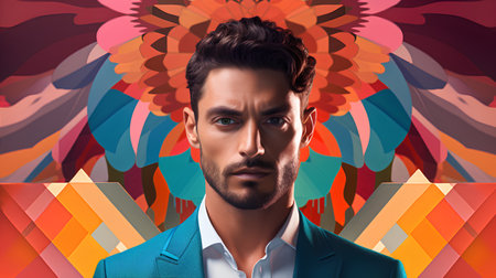 Portrait of a handsome young man with stylish hairstyle. Men's beauty, fashion.の素材