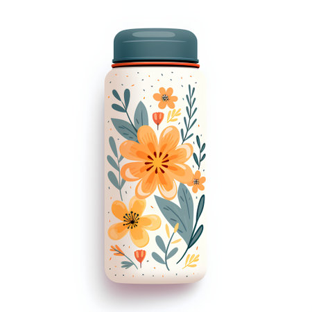 Cosmetic bottle with floral pattern. Vector illustration for your design.の素材