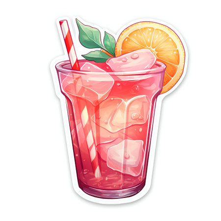 Cocktail with orange and ice in a glass. Vector illustration.の素材